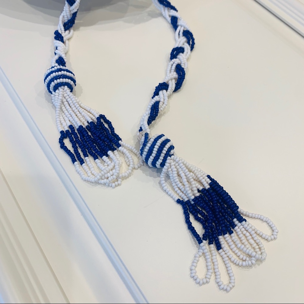 Vintage 1960’s Seed Bead Tassel Lariat Necklace - Picture 2 of 6